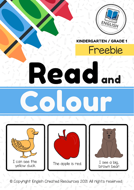 read and colour worksheets kg grade 1 english created resources