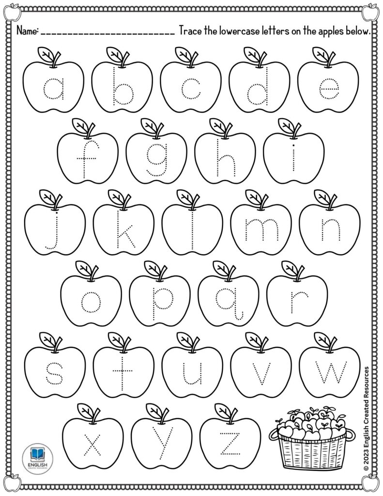 Pre-K Apple Activity Book – English Created Resources